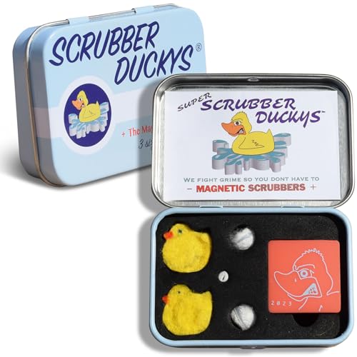 Scrubber Duckys Magnetic Glass Cleaner - Scratch-Free, Reusable, 3 Sizes - Includes Carrying Case
