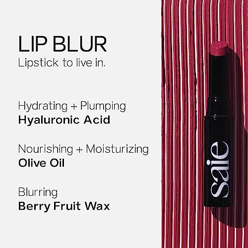 Saie Lip Blur Soft Matte Lipstick - Long Lasting Hydration with Hyaluronic Acid - Modern 0.07 oz