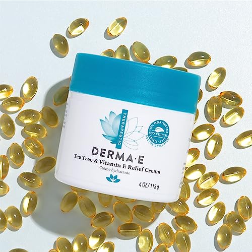 Derma E Moisturizer - Deeply Hydrating Tea Tree & Vitamin E Relief for Irritated Skin - 4 oz