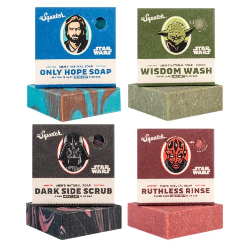 Dr. Squatch Soap Set - Natural Ingredients, Inspired by Star Wars Characters - 4 Bars for Men