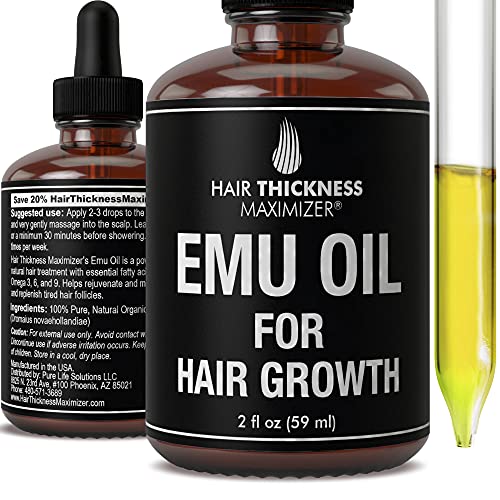 Hair Thickness Maximizer Emu Oil - Nourishes Hair Follicles, Omega 3,6,9 - 2oz