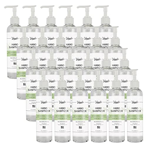 Veeda Hand Sanitizer - Moisturizing Formula with Vitamin E, Lemon Zest Scent - 8 Fl Oz