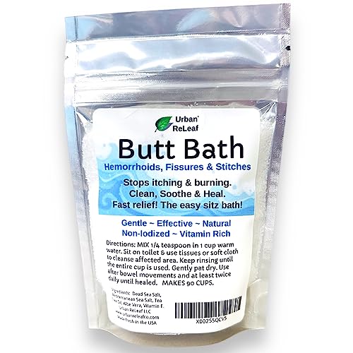 Urban ReLeaf Bath Salt - Soothes Hemorrhoids, Itching Relief, 100% Natural - 6oz