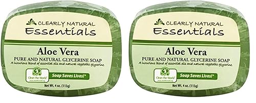 Clearly Natural Essentials Aloe Vera Bar Soap - Moisturizing, Hypo-Allergenic - 4oz (Pack of 2)