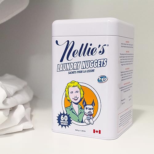 Nellie's Laundry Nuggets - Powerful Plant-Based Detergent Pods, 60 Loads - No Residue