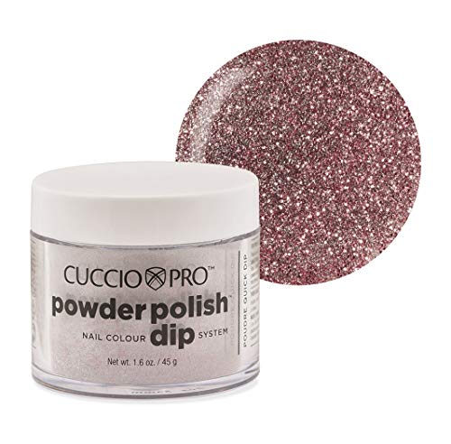 Cuccio Colour Powder Nail Polish - Rich Color, Strengthens Nails, Silver/Pink Glitter - 1.6oz