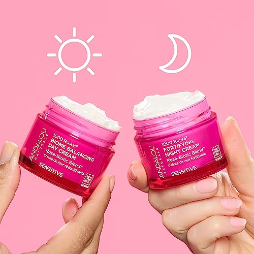 Andalou Naturals 1000 ROSES Night Cream - Moisturizes, Soothes & Revitalizes - 100% Vegan, 1.7oz