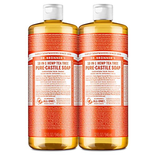 Dr. Bronner's Pure-Castile Liquid Soap - Organic Oils for Acne, Dandruff & More - 32oz, 2-Pack