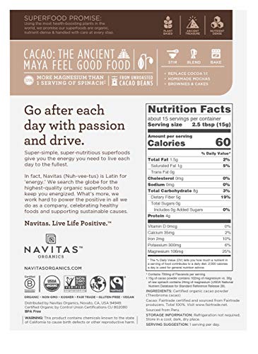 Navitas Organics Cacao Powder & Nibs Bundle - Organic, Fair Trade, Non-GMO - 8oz & 4oz