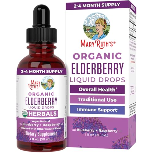 MaryRuth's Elderberry Syrup - Immune Support for All Ages, USDA Organic, Vegan - 1 Fl Oz