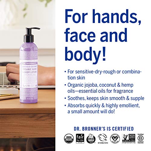 Dr. Bronner's Organic Body Lotion - Nourishing Lavender Coconut, Vegan, Non-GMO - 8oz