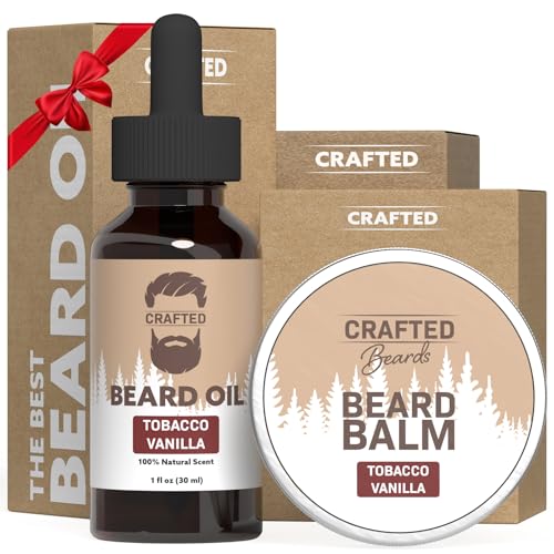 Crafted Beards Beard Care Kit - Soft, Smooth, Moisturized Beard - Tobacco Vanilla Scent - Gift Set