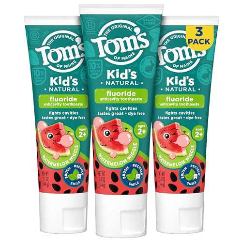 Tom's of Maine Children's Fluoride Toothpaste - Cavity Protection, Watermelon Flavor - 3-Pack