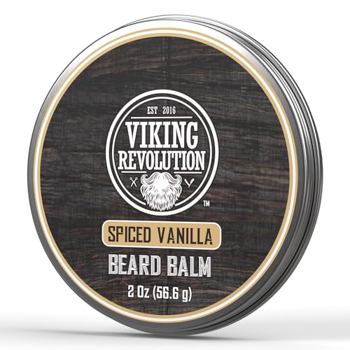 Viking Revolution Beard Balm - Softening Spiced Vanilla, Nourishing Argan & Jojoba Oils - 2oz