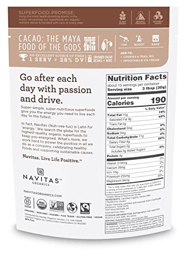 Navitas Naturals Cacao Nibs - Raw Organic Superfood, Gluten-Free, Vegan - 16oz Pouch