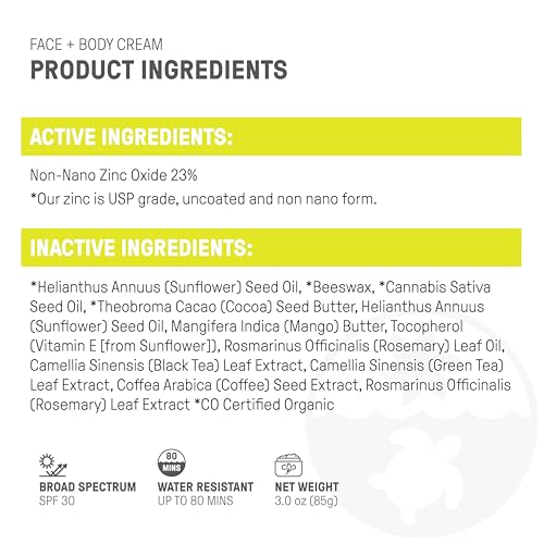 Raw Elements Mineral Sunscreen SPF 30 - Non-Toxic, Reef Safe, Water Resistant - 3oz Tin