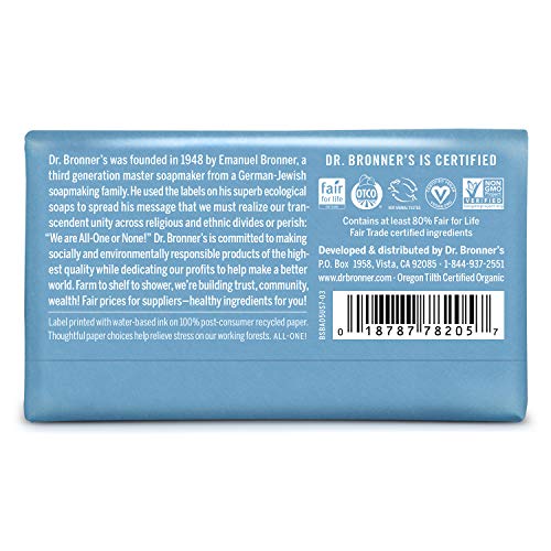 Dr. Bronner's Pure-Castile Bar Soap - Gentle Organic Formula for Face, Body & Hair - 5oz