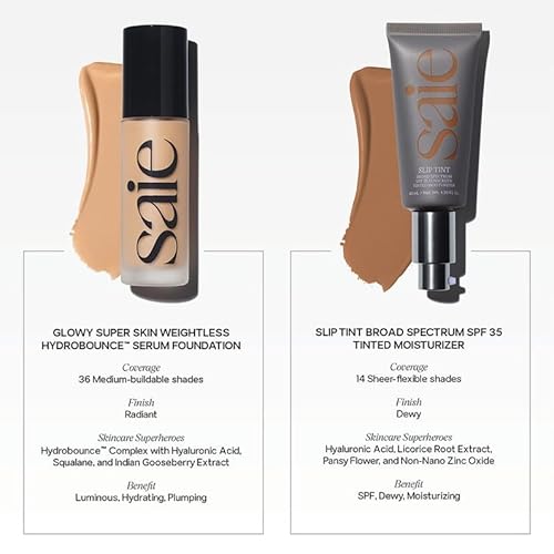 Saie Slip Tint Tinted Moisturizer - Hydrating SPF 35, Mineral Zinc Oxide, Shade 3.5 - 1.35oz