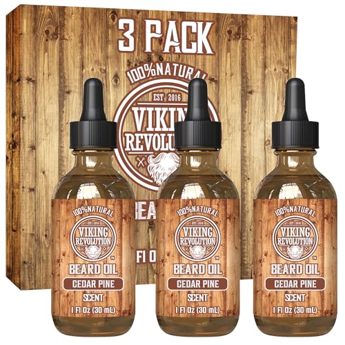 Viking Revolution Men's Beard Oil - Softens & Strengthens with Natural Argan & Jojoba - 3 Pack