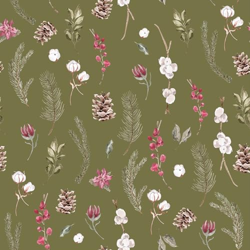 Waterleaf Paper Co. Dissolvable Gift Wrap - Elegant Holly Bouquet Design, 100% Compostable - 6 Sq Ft