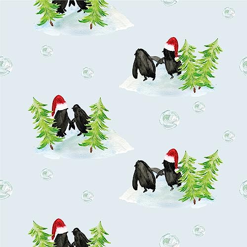 Waterleaf Paper Co. Dissolvable Gift Wrap - 100% Plant-Based, Unique Penguin Designs - 16 Sq Ft