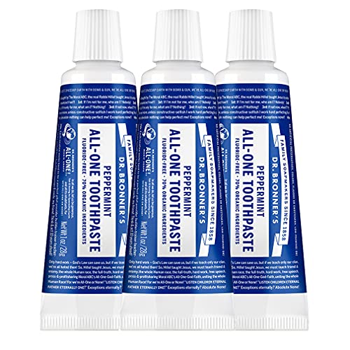 Dr. Bronner's All-One Toothpaste - Natural Whitening, Plaque Reduction, Vegan - Peppermint, 3-Pack