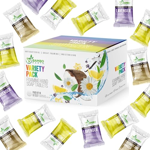 Natural Foaming Hand Soap Tablets - Gentle Moisturizing Cleanser, Zero Waste - 18 Pack
