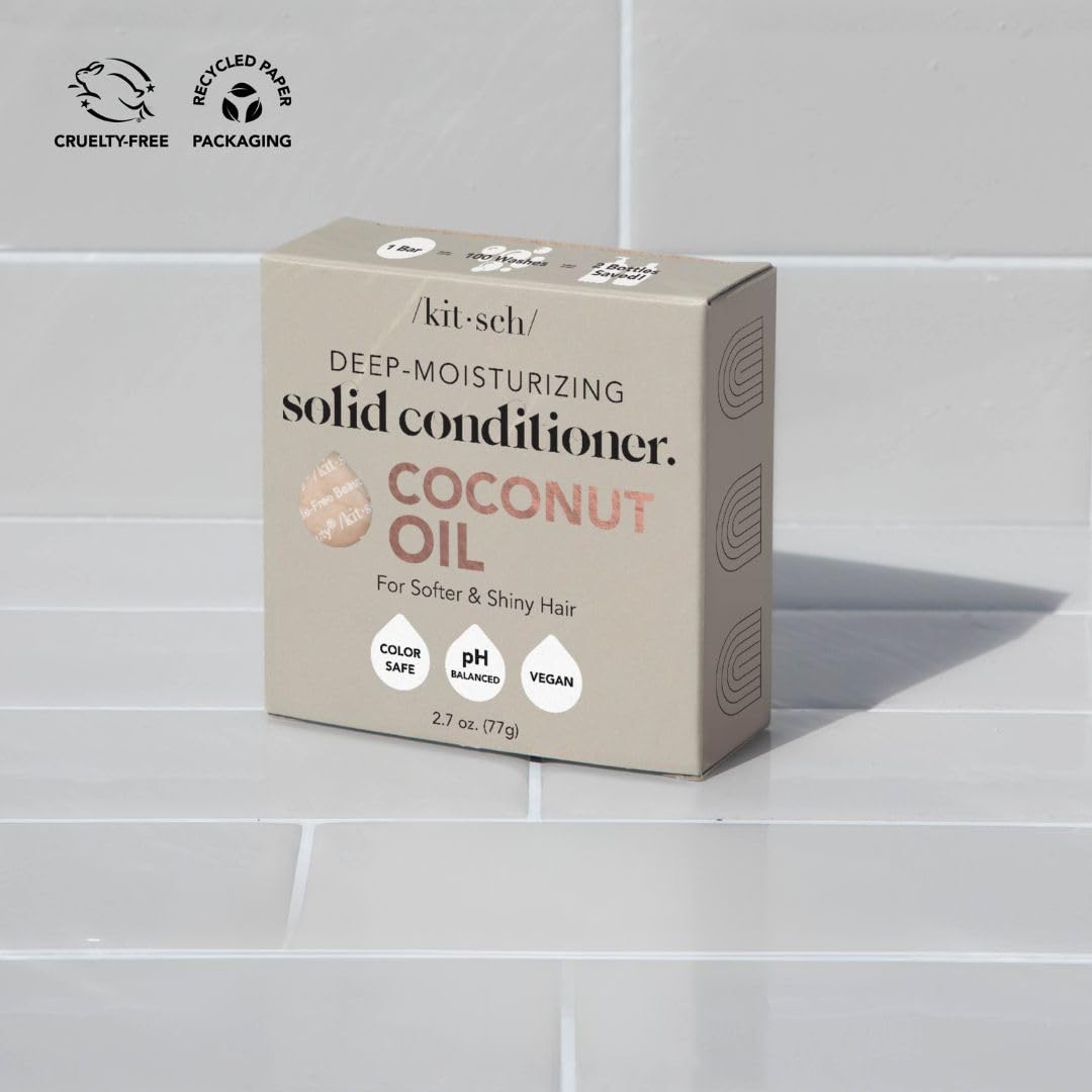 Kitsch Coconut Oil Conditioner Bar - Nourishes & Strengthens, Paraben Free - 2.7 oz