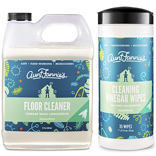Aunt Fannie's All Purpose Cleaner Bundle - Non-toxic Floor Wash & Biodegradable Wipes - Eucalyptus