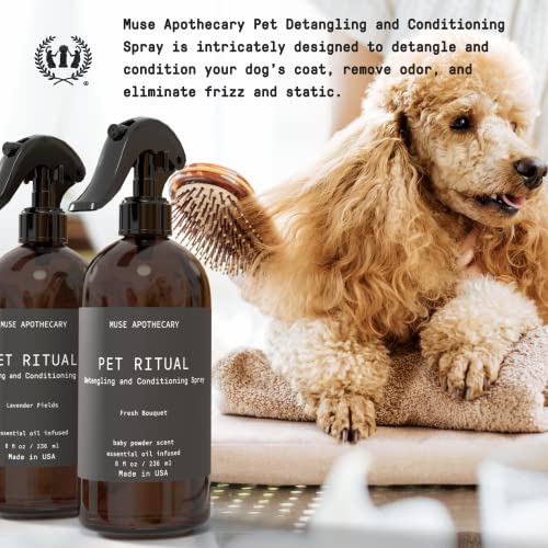 Muse Apothecary Dog Grooming Spray - Deodorizing & Detangling, Lavender Fields, 8oz
