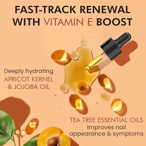 Organic Nail & Cuticle Oil - Nourishes & Strengthens, Jojoba & Vitamin E - 0.5oz USA Made