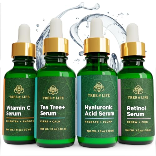 Tree of Life Skin Care Set - Brightening, Anti-Aging, Hydrating - 4-Piece Serum Bundle