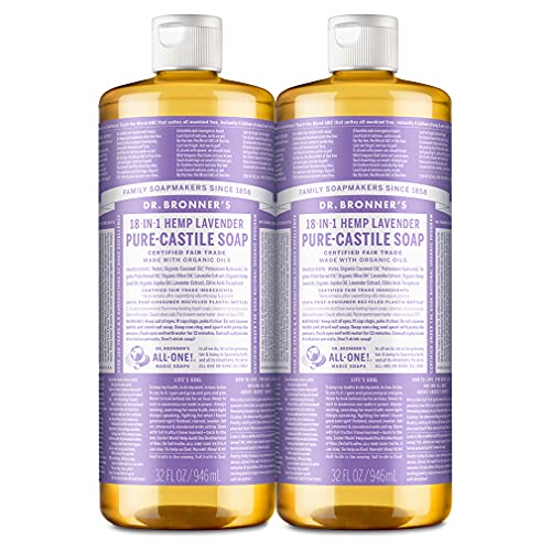 Dr. Bronner's Pure-Castile Liquid Soap - Made with Organic Oils, Vegan, 18-in-1 Uses, 32oz 2-Pack