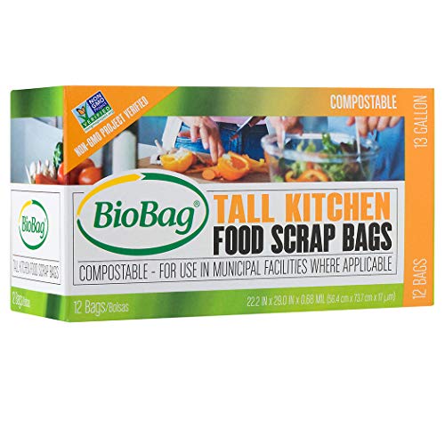 BioBag USA Compostable Kitchen Trash Bags - 100% Certified, 144 Count, 13 Gallon Size