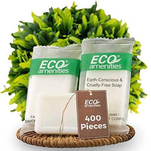 Eco Amenities Travel Bar Soap - Natural Green Tea Scent, Biodegradable Wraps - 400 Pack, 0.5oz