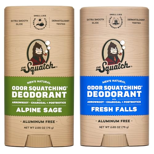Dr. Squatch Natural Deodorant - Odor Protection with Pine Tar & Birchwood Breeze - 2 Pack