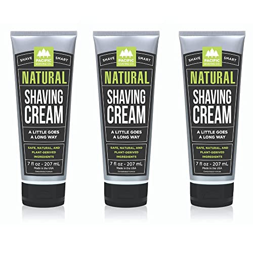 Pacific Shaving Company Natural Shaving Cream - Hydrating, Anti-Irritation Formula - 7oz, 3 Pack