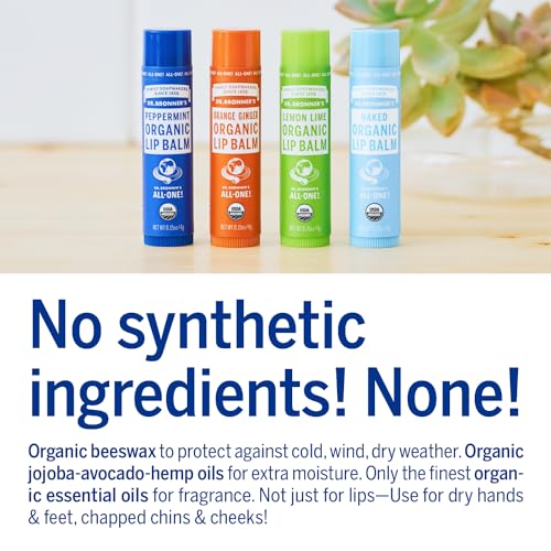 Dr. Bronner's Lip Balm - Intense Moisture, Organic Beeswax & Pure Ingredients - 4 GR