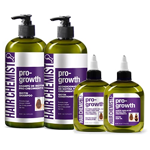 Hair Chemist Pro-Growth Hair Care Set - Biotin-Infused, Sulfate & Paraben-Free - 4PC, 33.8oz Each