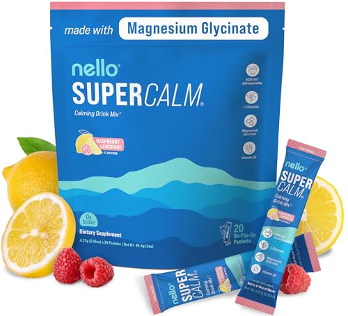 Nello Supercalm Powdered Drink Mix - Promotes Relaxation & Focus, Raspberry Lemonade - 20 Ct
