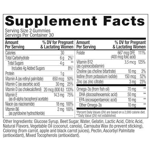 Olly Prenatal Multivitamin Gummies - Supports Wellness, Folic Acid & DHA - 60 Count