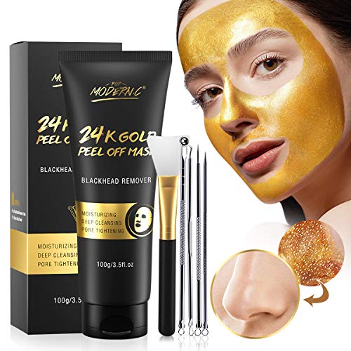 Gold Facial Blackhead Mask - Deep Cleansing, Anti-Aging Benefits, All Skin Types - 5-Piece Kit