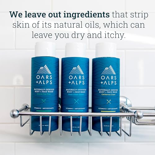 Oars + Alps Men's Body Wash - Hydrating Vitamin E & Antioxidants, Fresh Ocean Splash - 2 Pack