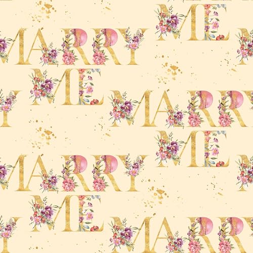 Waterleaf Paper Co. Dissolvable Gift Wrap - 100% Plant-Based, Marry Me Floral Design - 6 Sq Ft