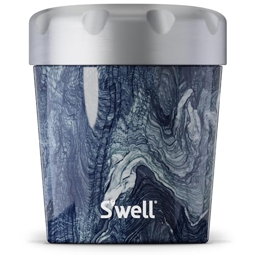 S'well Stainless Steel Ice Cream Chiller - Keeps Ice Cream Frozen 4 Hours, 16oz, Azurite Marble