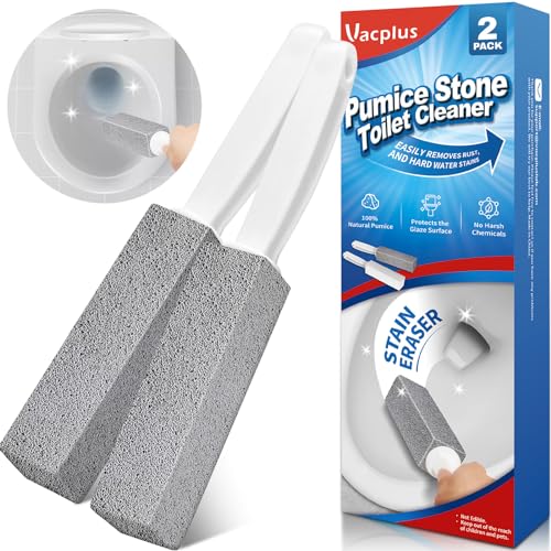 Vacplus Toilet Bowl Cleaner - Tough Stain Remover, Non-Toxic Pumice Stone - 2 Pack