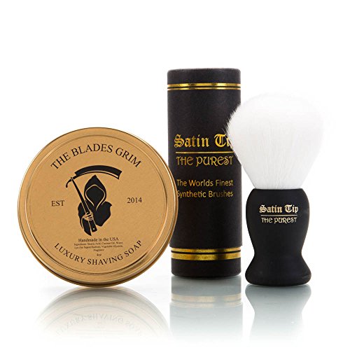 The Blades Grim Shaving Kit - Ultra-Soft Brush, All-Natural Soap, Thick Lather - White