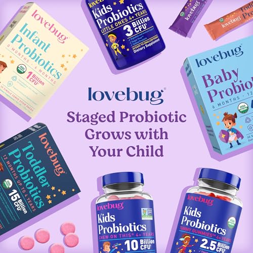 Lovebug Probiotic for Babies - Supports Digestive Health, USDA Organic, Sugar Free - 30 Packets