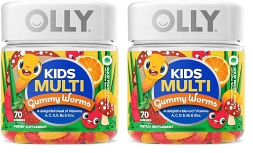 OLLY Kids Multivitamin Gummy Worms - Immune & Overall Health Support, Sour Fruit Punch - 70 Count