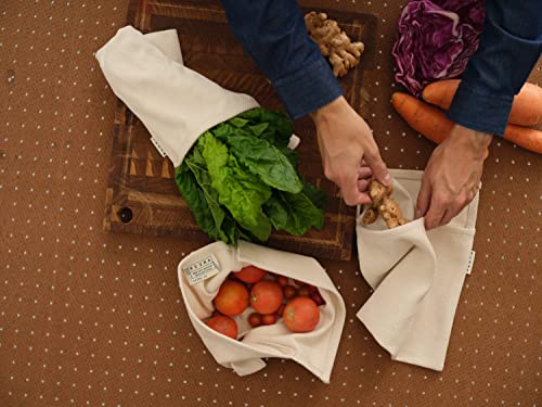 MEEMA Vegetable Crisper Bags - Keep Veggies Fresh Longer, Upcycled Cotton - Large, Set of 2
